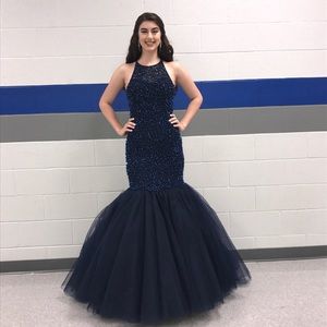 Sherri hill navy mermaid style dress